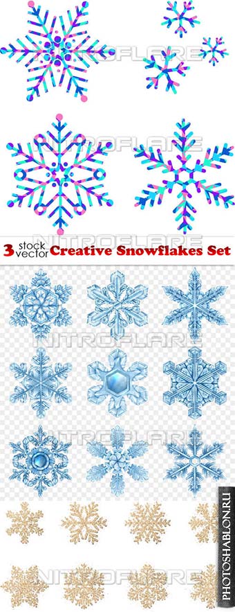 Векторный клипарт - Снежинки / Vectors - Creative Snowflakes