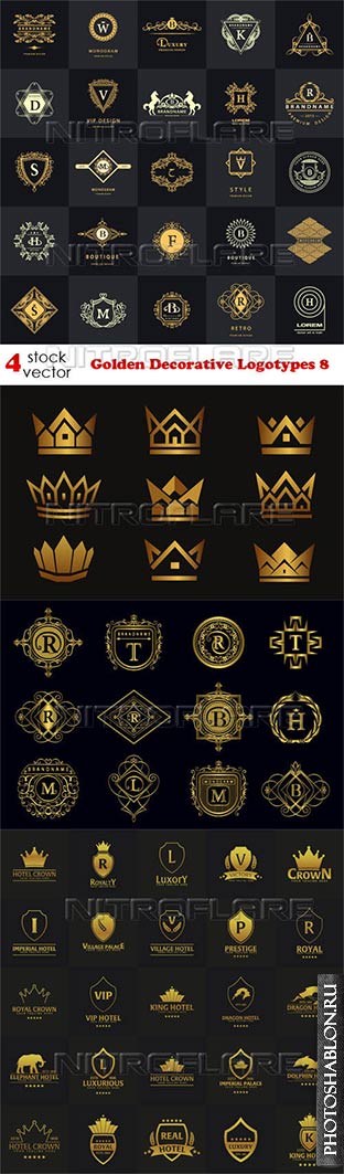 Векторный клипарт - Золотые логотипы / Golden Decorative Logotypes
