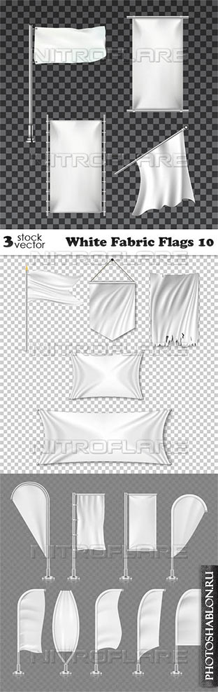 Векторный клипарт - Белые флаги / Vectors - White Fabric Flags 10