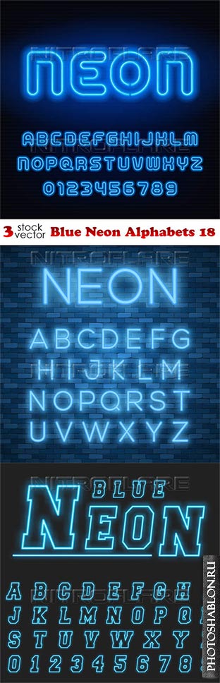 Vectors - Blue Neon Alphabets 18