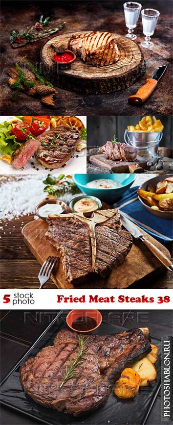 Клипарт, фото HD - Жареные мясные стейки / Photos - Fried Meat Steaks