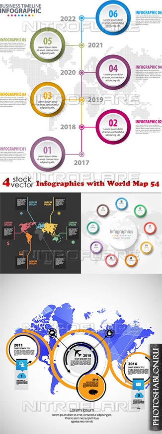 Vectors - Infographics with World Map 54