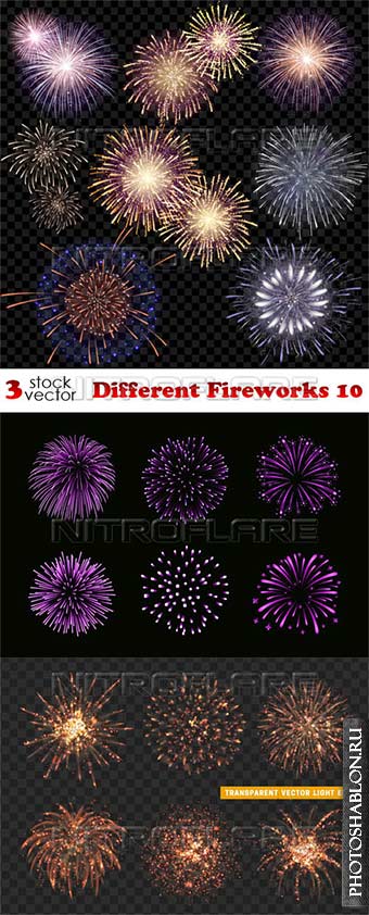 Векторный клипарт - Фейерверки / Vectors - Different Fireworks 10