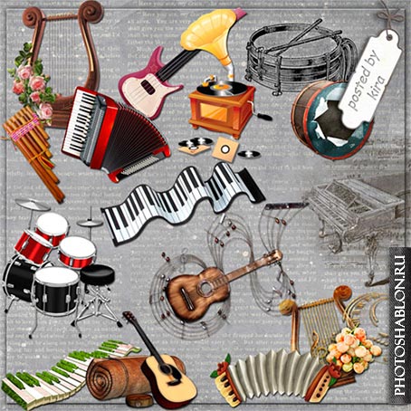 Клипарт - Скрипки, гитары, рояли и другие музыкальные инструменты