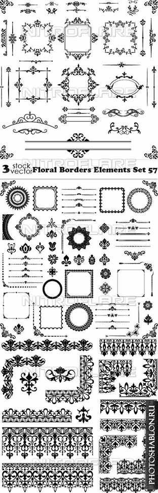 Vectors - Floral Borders Elements Set 57