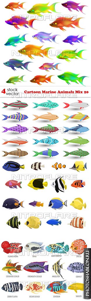 Векторный клипарт - Рыбы, морские животные / Marine Animals