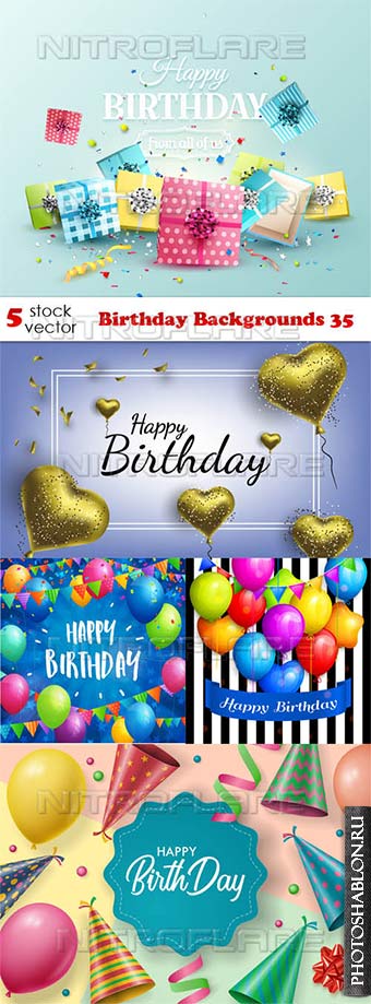 Векторный клипарт - День рождения / Birthday Backgrounds 35