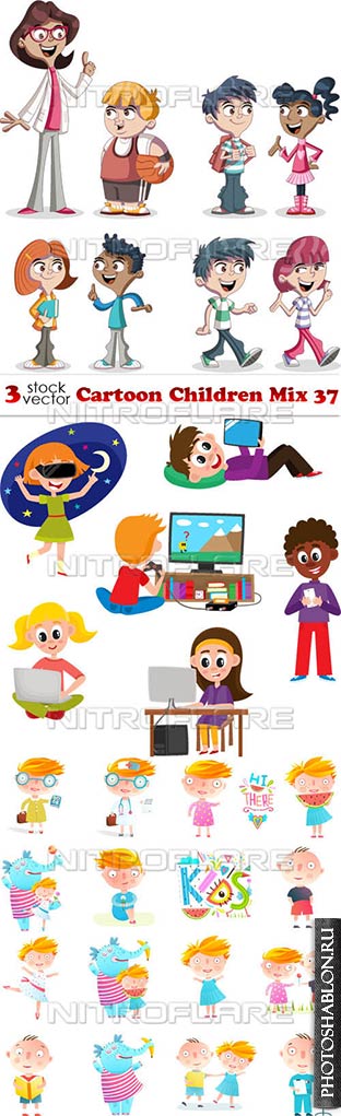 Векторный клипарт - Мультяшные дети / Vectors - Cartoon Children Mix 3