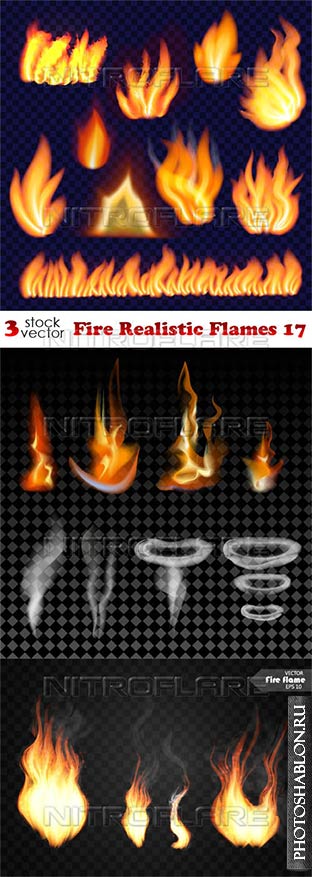 Векторный клипарт - Огонь, дым / Vectors - Fire Realistic Flames 17
