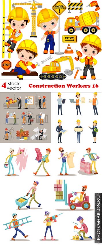 Векторный клипарт - Строители / Construction Workers 16