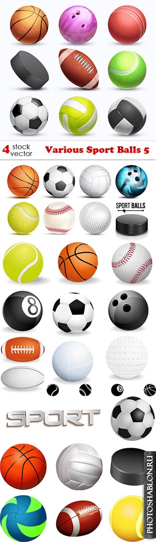 Векторный клипарт - Спортивные мячи / Various Sport Balls 5