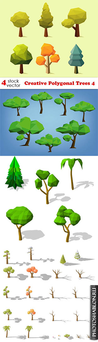 Векторный клипарт - Деревья / Creative Polygonal Trees 4