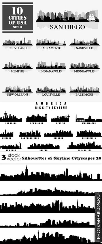 Vectors - Silhouettes of Skyline Cityscapes 29