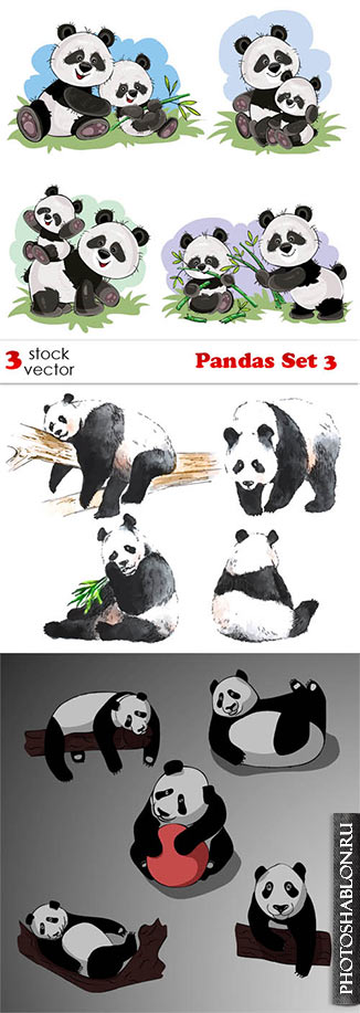 Векторный клипарт - Панды / Pandas Set 3