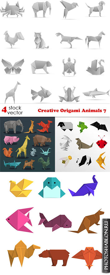 Векторный клипарт - Creative Origami Animals 7