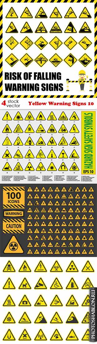 Векторный клипарт - Yellow Warning Signs 10