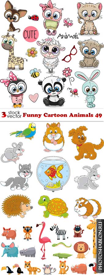 Векторный клипарт - Мультяшные животные / Funny Cartoon Animals 49