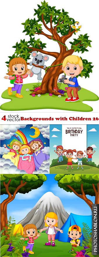 Векторный клипарт - Дети / Vectors - Backgrounds with Children 26