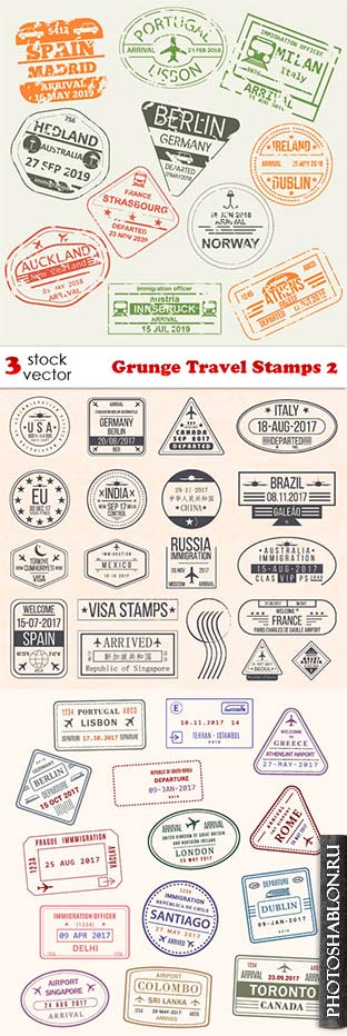 Векторный клипарт - Grunge Travel Stamps 2