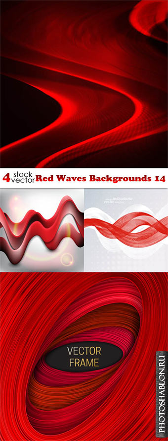 Vectors - Red Waves Backgrounds 14