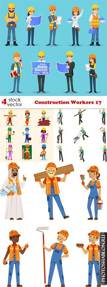 Векторный клипарт - Строители / Construction Workers 17