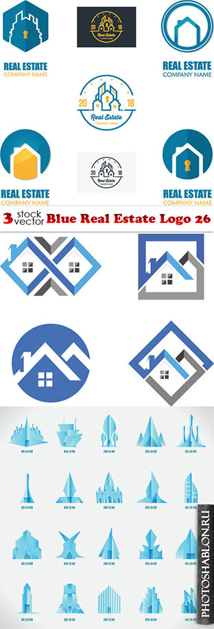 Векторные логотипы - Недвижимость / Vectors - Blue Real Estate Logo 26