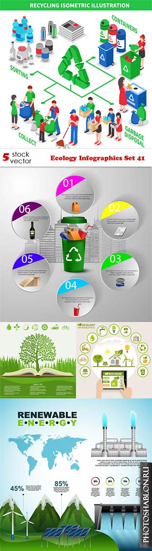 Векторный клипарт - Ecology Infographics Set 41