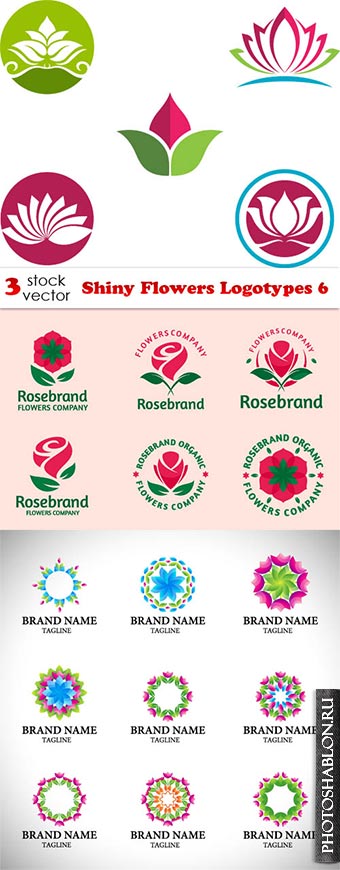 Векторный клипарт - Shiny Flowers Logotypes 6