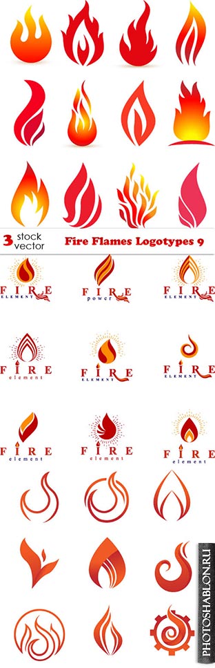 Векторный клипарт - Fire Flames Logotypes 9