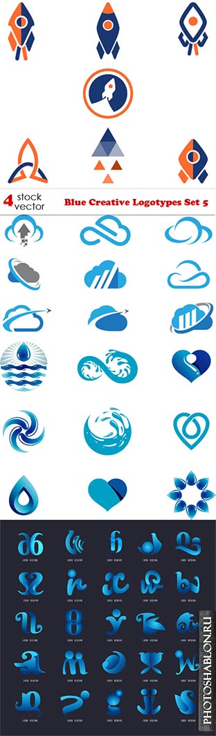 Векторный клипарт - Blue Creative Logotypes Set 5