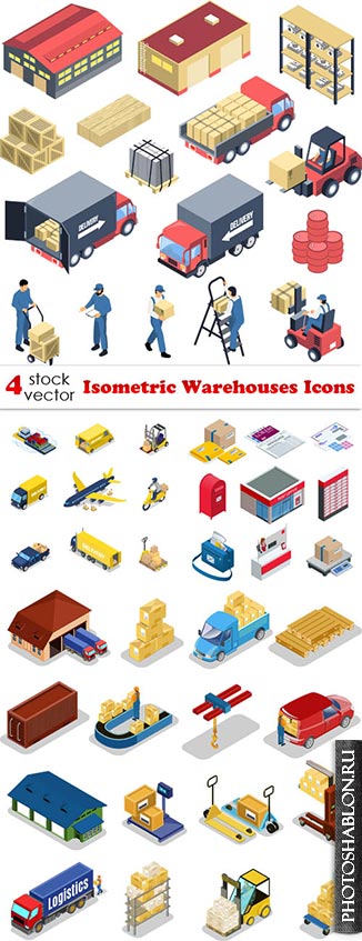 Векторный клипарт - Isometric Warehouses Icons