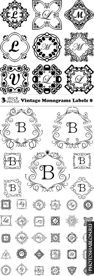 Vectors - Vintage Monograms Labels 8