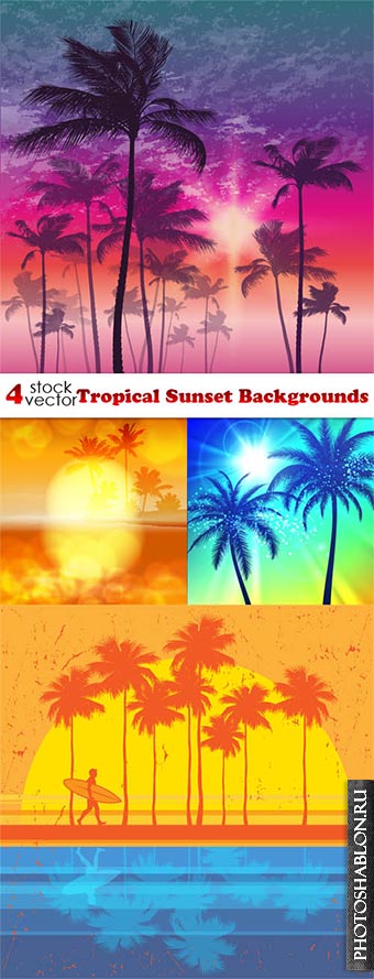 Vectors - Tropical Sunset Backgrounds