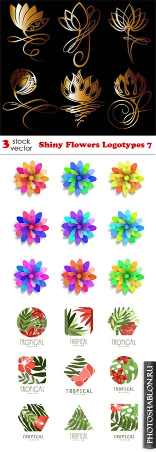 Векторные логотипы - Цветы / Shiny Flowers Logotypes 7