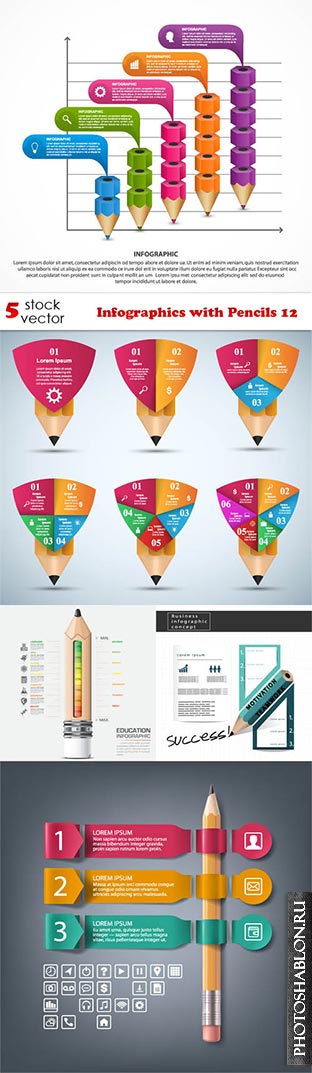 Векторный клипарт - Infographics with Pencils 12