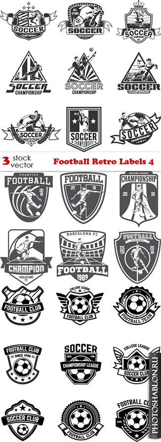 Векторный клипарт - Football Retro Labels 4