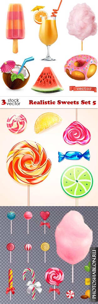Векторный клипарт - Сладости / Vectors - Realistic Sweets Set 5