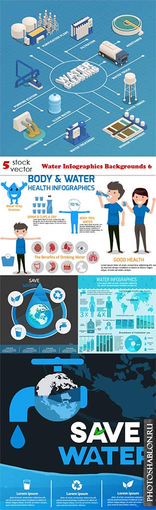 Векторный клипарт - Water Infographics Backgrounds 6