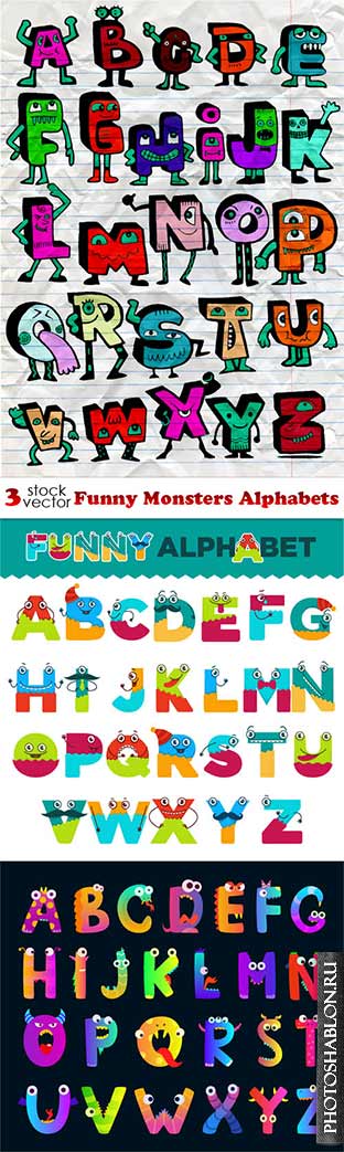 Vectors - Funny Monsters Alphabets