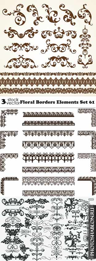 Vectors - Floral Borders Elements Set 61