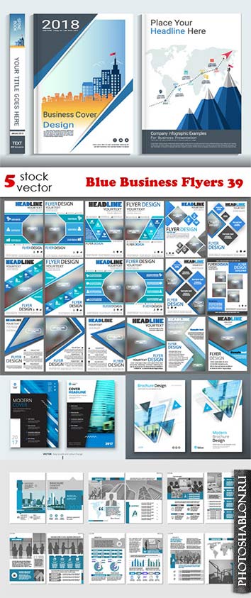 Векторные шаблоны флаеров / Blue Business Flyers 39