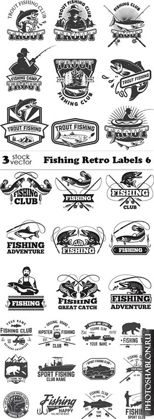 Vectors - Fishing Retro Labels 6