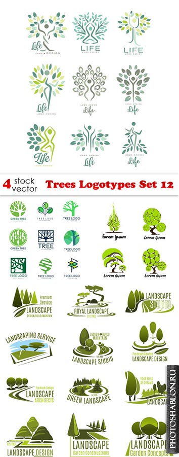 Векторные логотипы - Деревья / Trees Logotypes Set 12