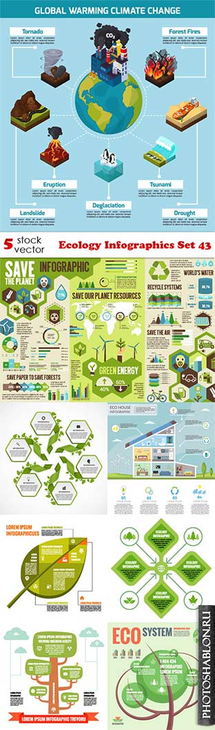 Векторный клипарт - Ecology Infographics Set 43