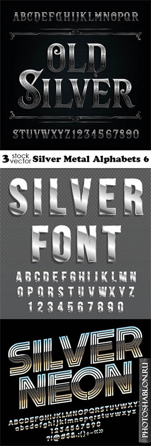 Vectors - Silver Metal Alphabets 6