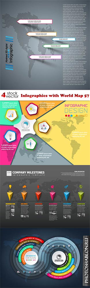 Vectors - Infographics with World Map 57