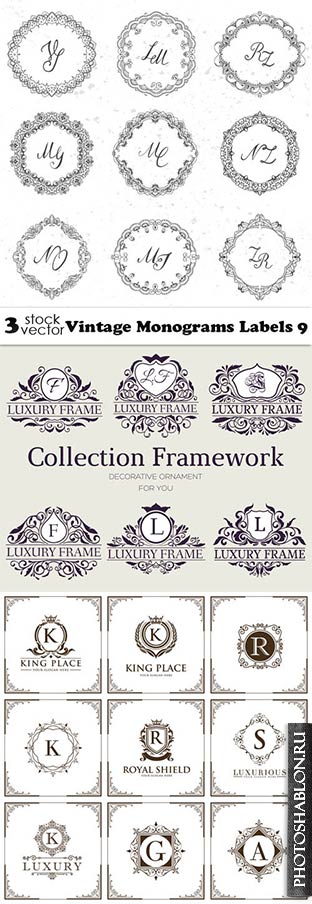Vectors - Vintage Monograms Labels 9
