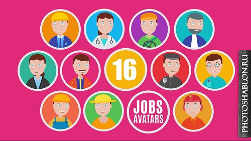 16 Animated Jobs Avatar Icons Pack - After Effects Templates