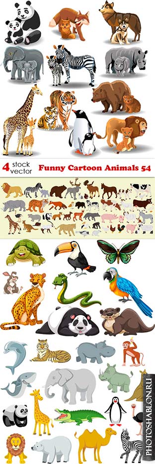 Векторный клипарт - Животные / Funny Cartoon Animals 54
