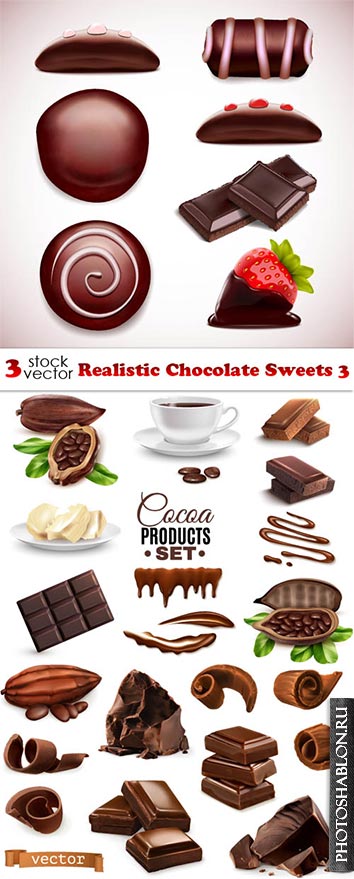 Векторный клипарт - Шоколад, сладости / Realistic Chocolate Sweets 3